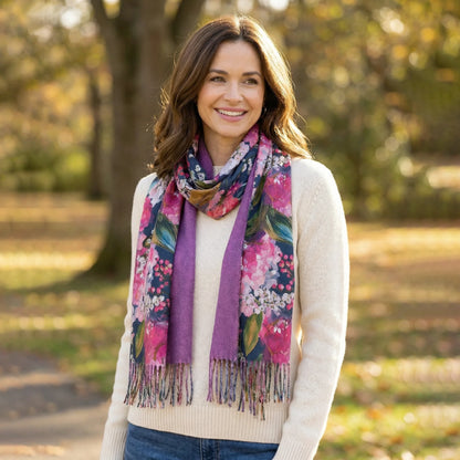 Pashmina Style Scarf | Hydrangea Oil Painting
