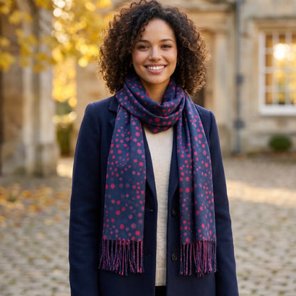 Pashmina Style Scarf | Pink Polka Dots