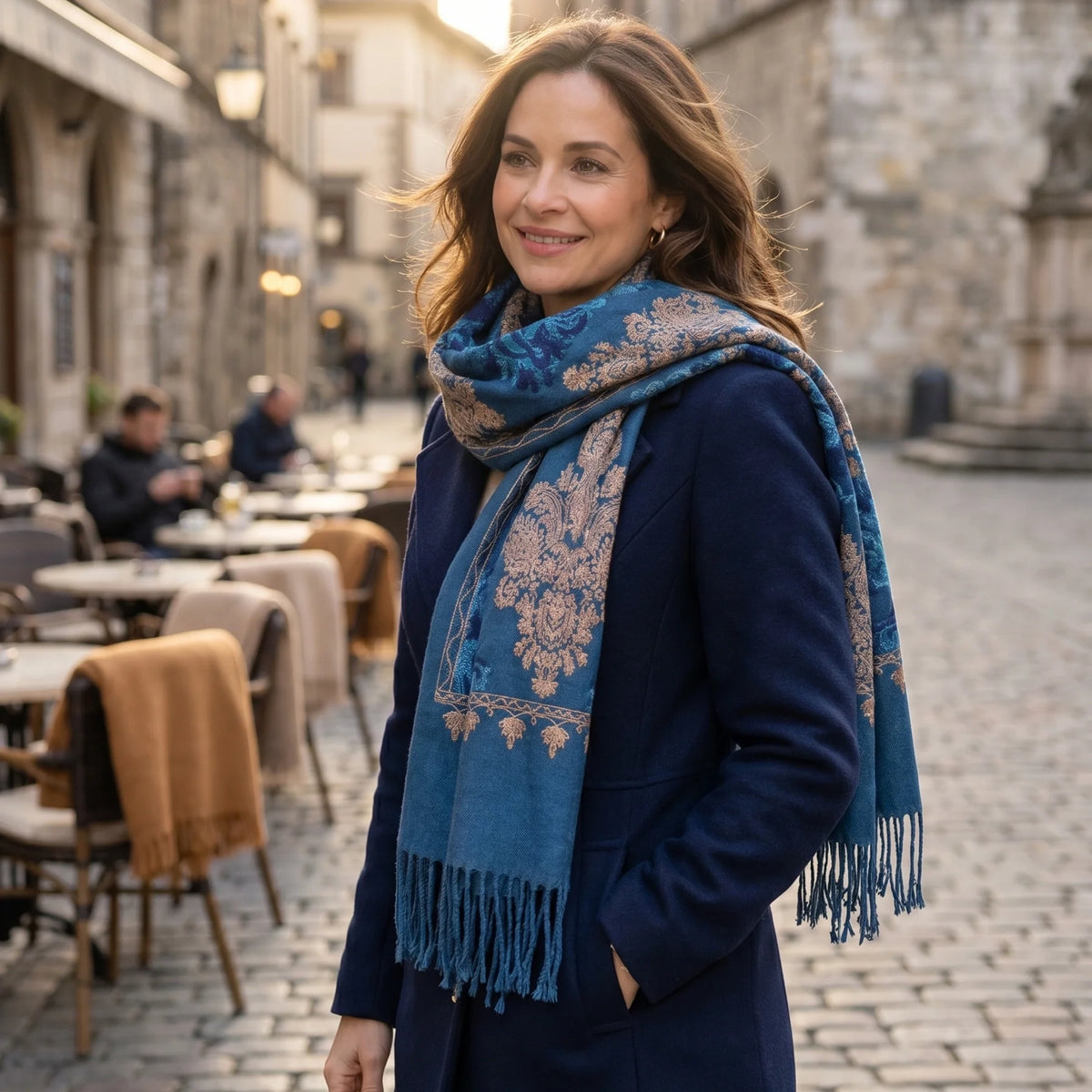 Pashmina Style Scarf | Teal Actoz Embroidery