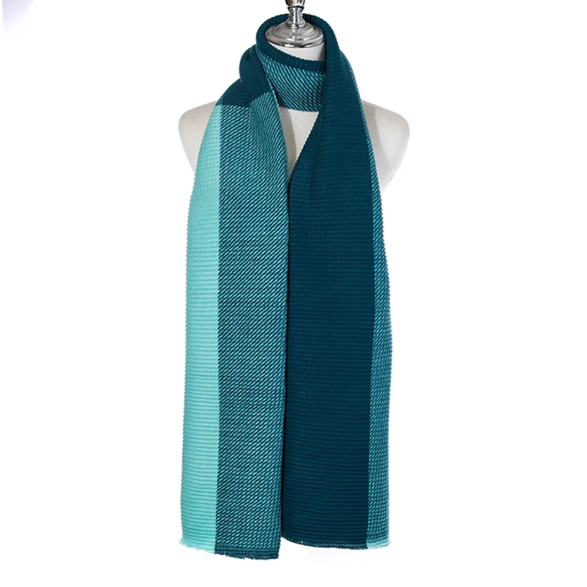 Ribbed colour block scarf in blue