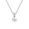 A silver pendant with a round freshwater pearl on a bail with CZ stones