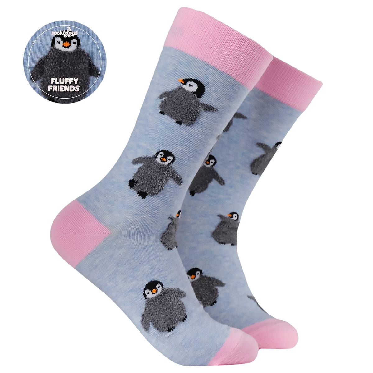 Fluffy Penguin Socks | Blue Marl