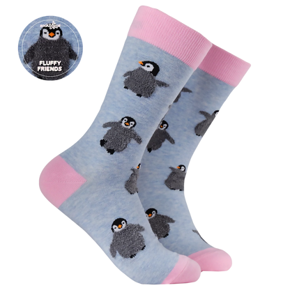 Fluffy Penguin Socks | Blue Marl