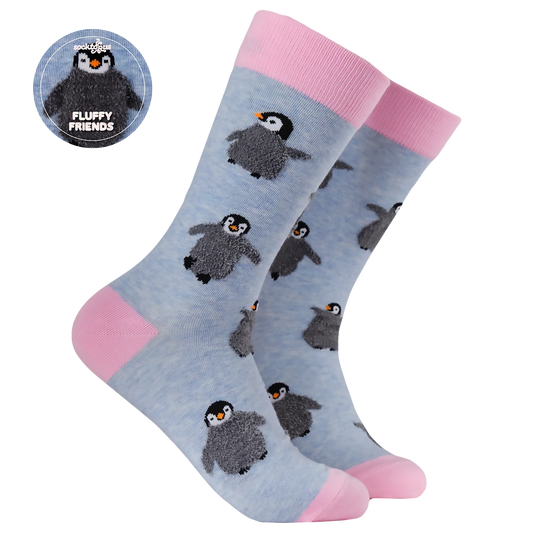 Fluffy Penguin Socks | Blue Marl