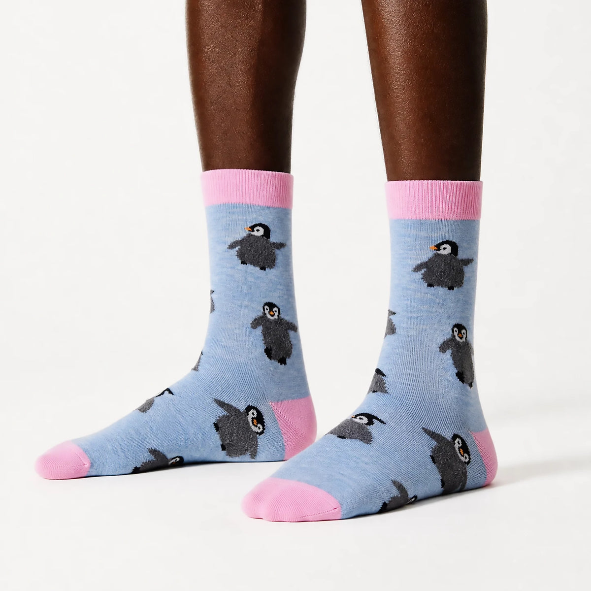 Fluffy Penguin Socks | Blue Marl