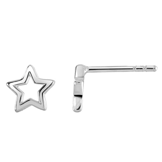 A pair of silver open star shaped stud earrings