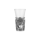 Shot glass with pewter engraved Highland cow base with celtic trinity knots