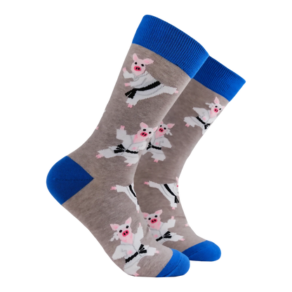 Karate Pig Pork Chop Socks | Grey