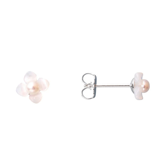 Pair of flower shaped mother of pearl stud earrings