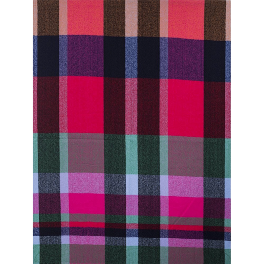 A pink green and blue check scarf 