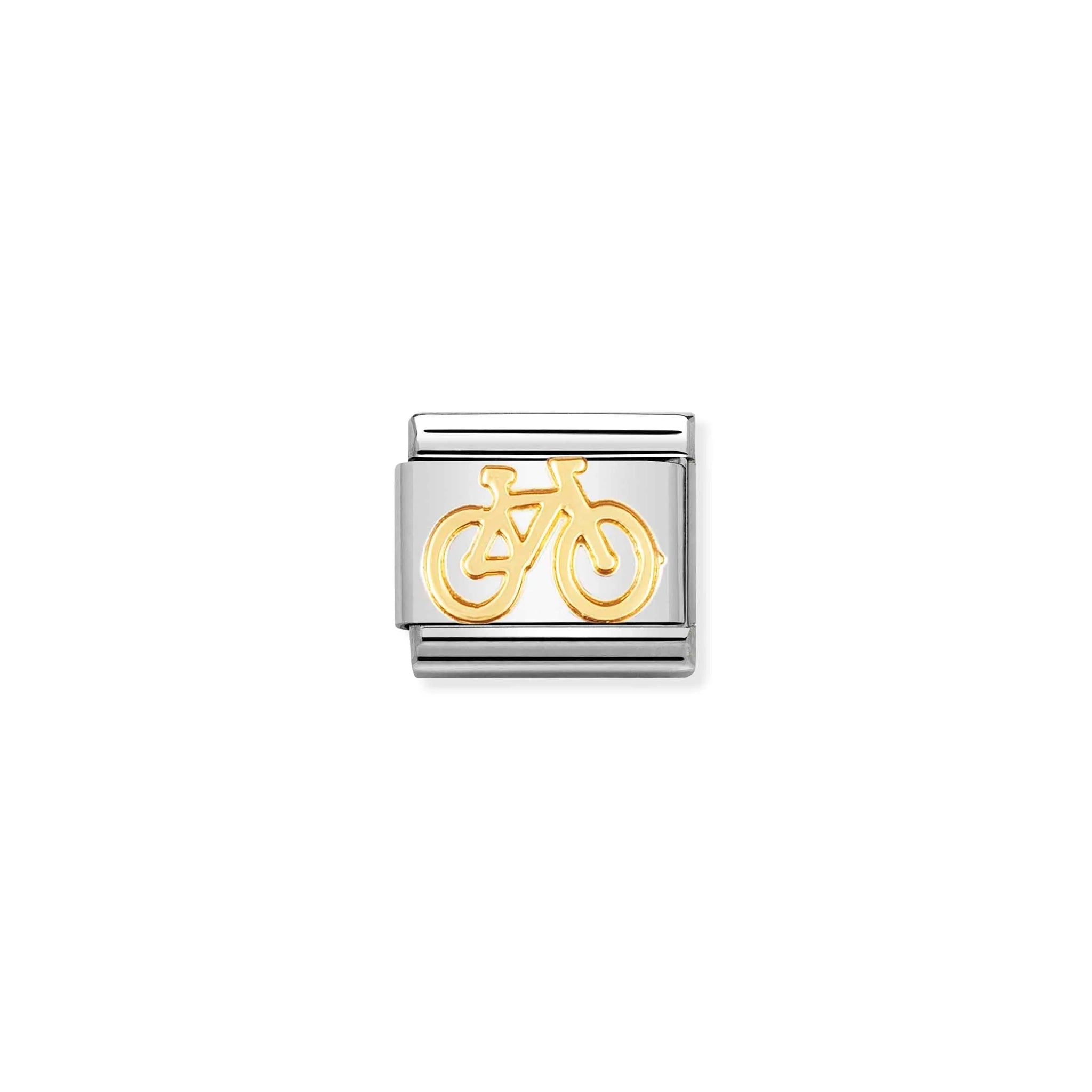 A Nomination charm links featuring a plain gold bicycle 