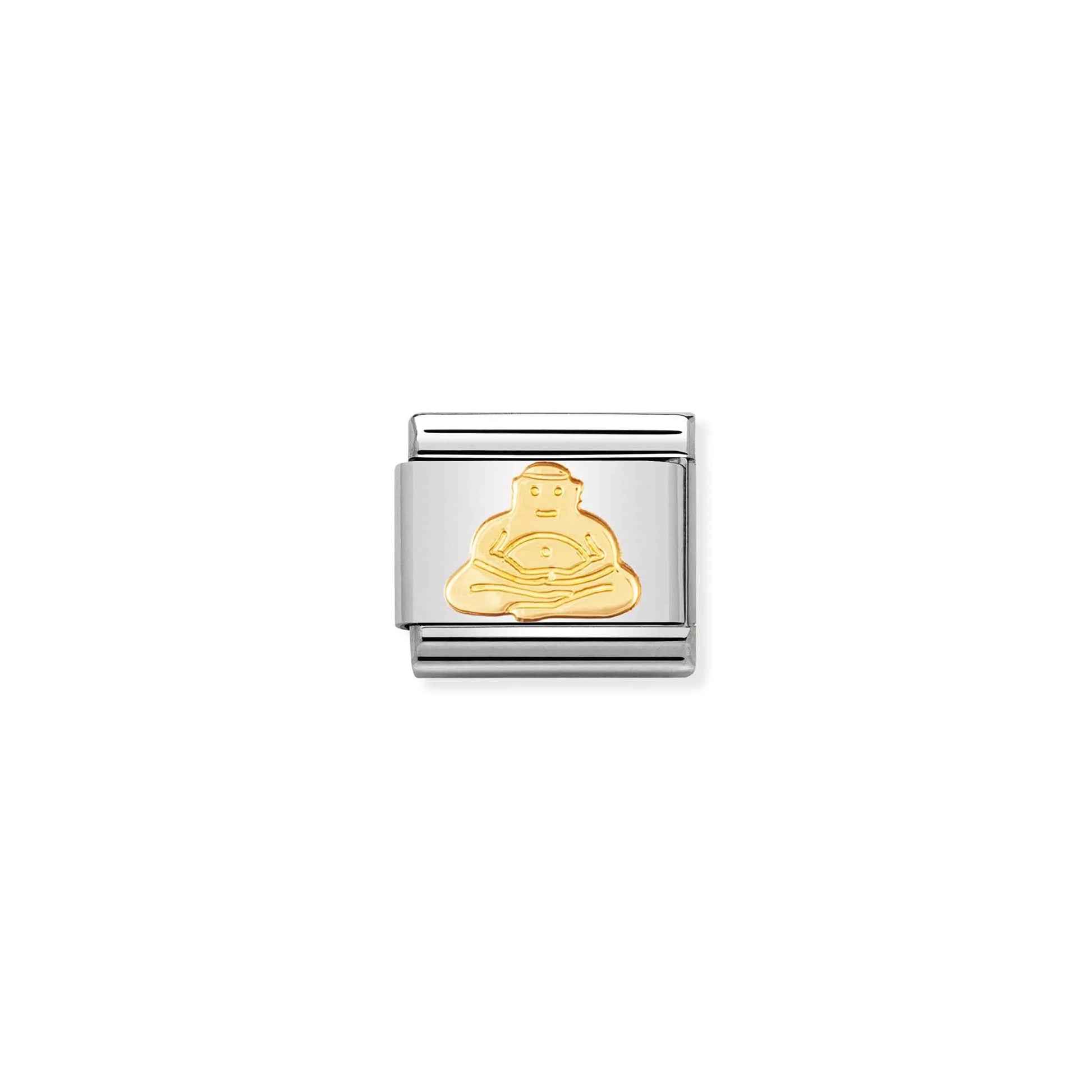 A Nomination charm link featuring a plain gold Buddha sitting in the lotus position