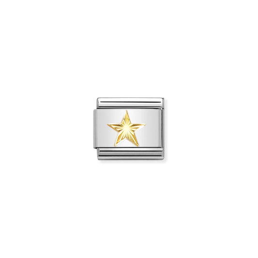 A Nomination charm link featuring a plain gold star with diamond shine pattern