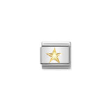 A Nomination charm link featuring a plain gold star with diamond shine pattern