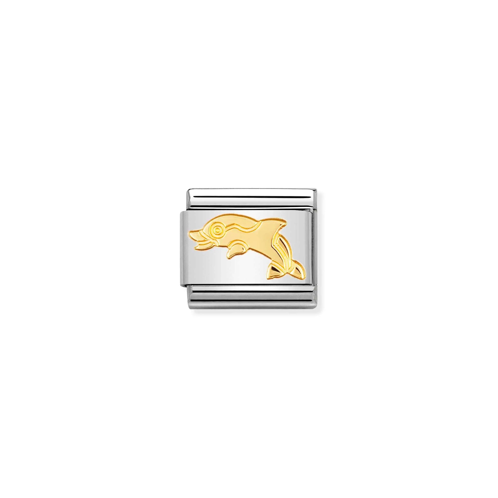 A Nomination charm link featuring a plain gold dolphin design