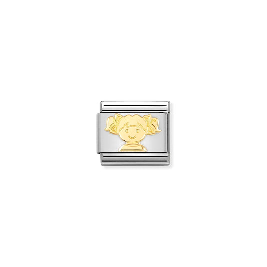 A Nomination charm link featuring a plain gold little girl design
