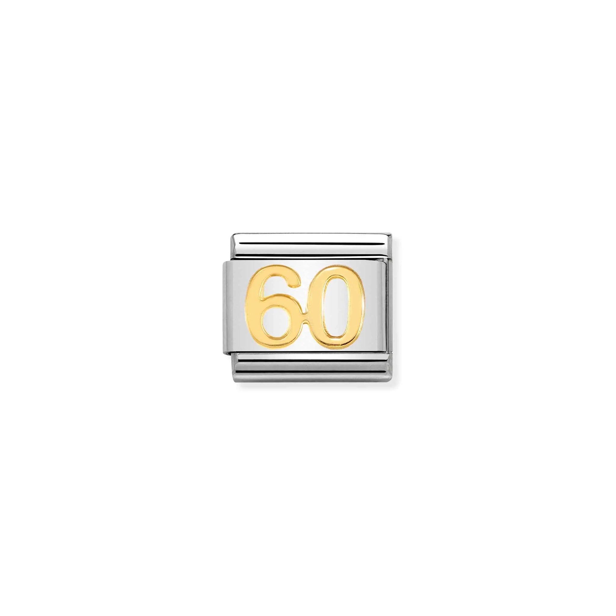 A Nomination charm link featuring a plain gold number 60