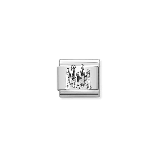 Nomination charm link featuring the Sagrada Familia from Barcelona, Spain, in silver