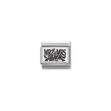Nomination charm link featuring a silver plaque engraved with Mr & Mrs underlined in flowers