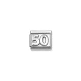Nomination charm link featuring a silver number 50