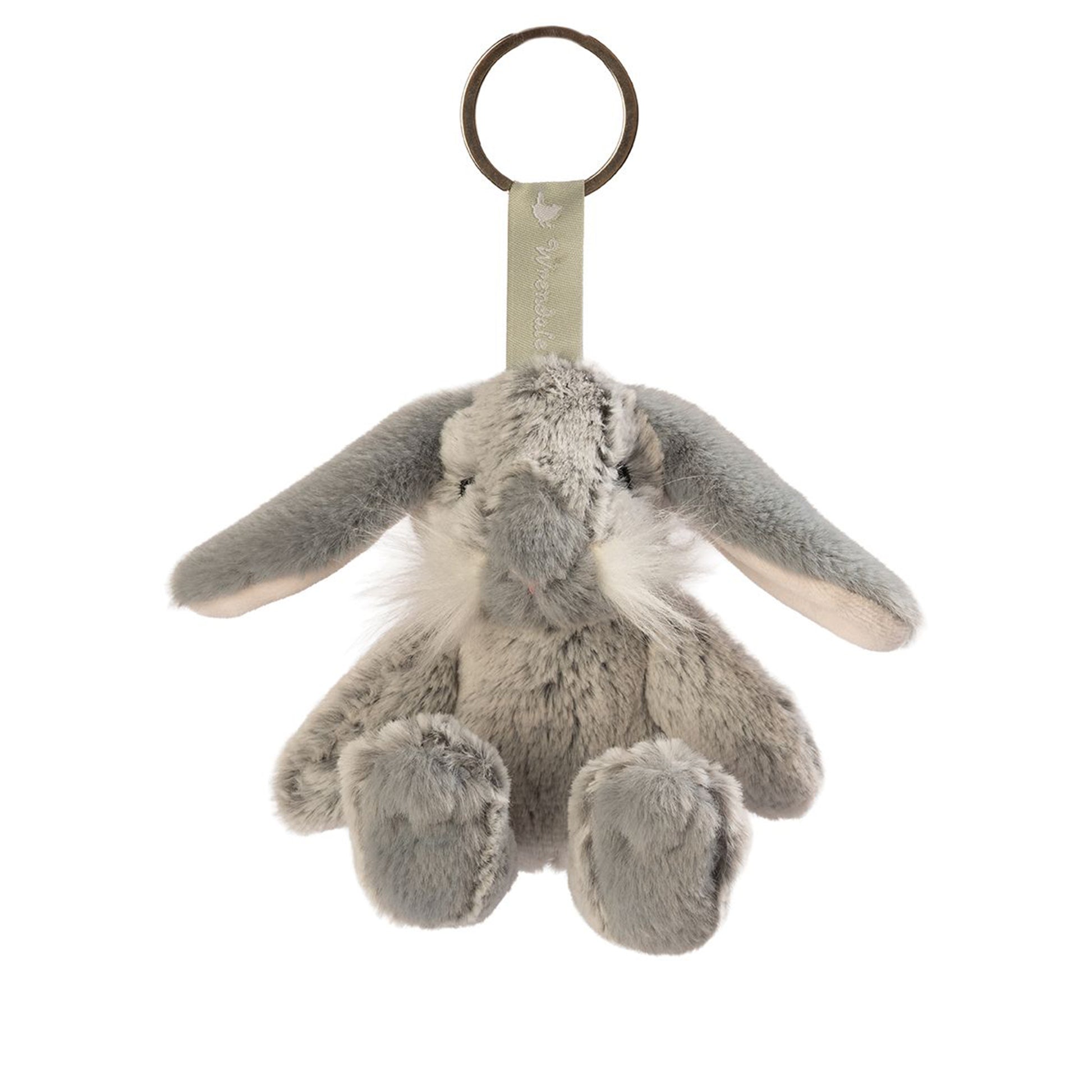 Plush bunny keychain with loop ring
