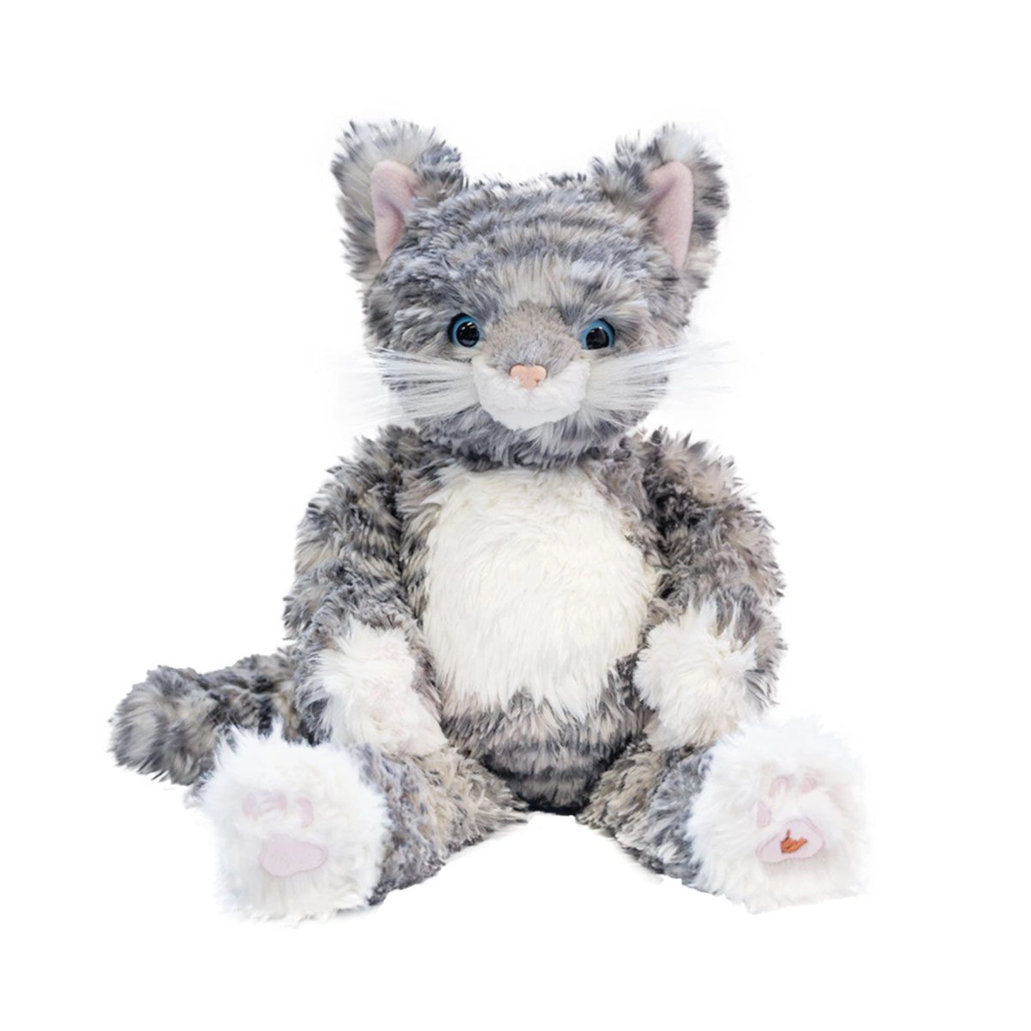 Stuffed cat plush toy with the Wrendale emblem embroidered on its foot