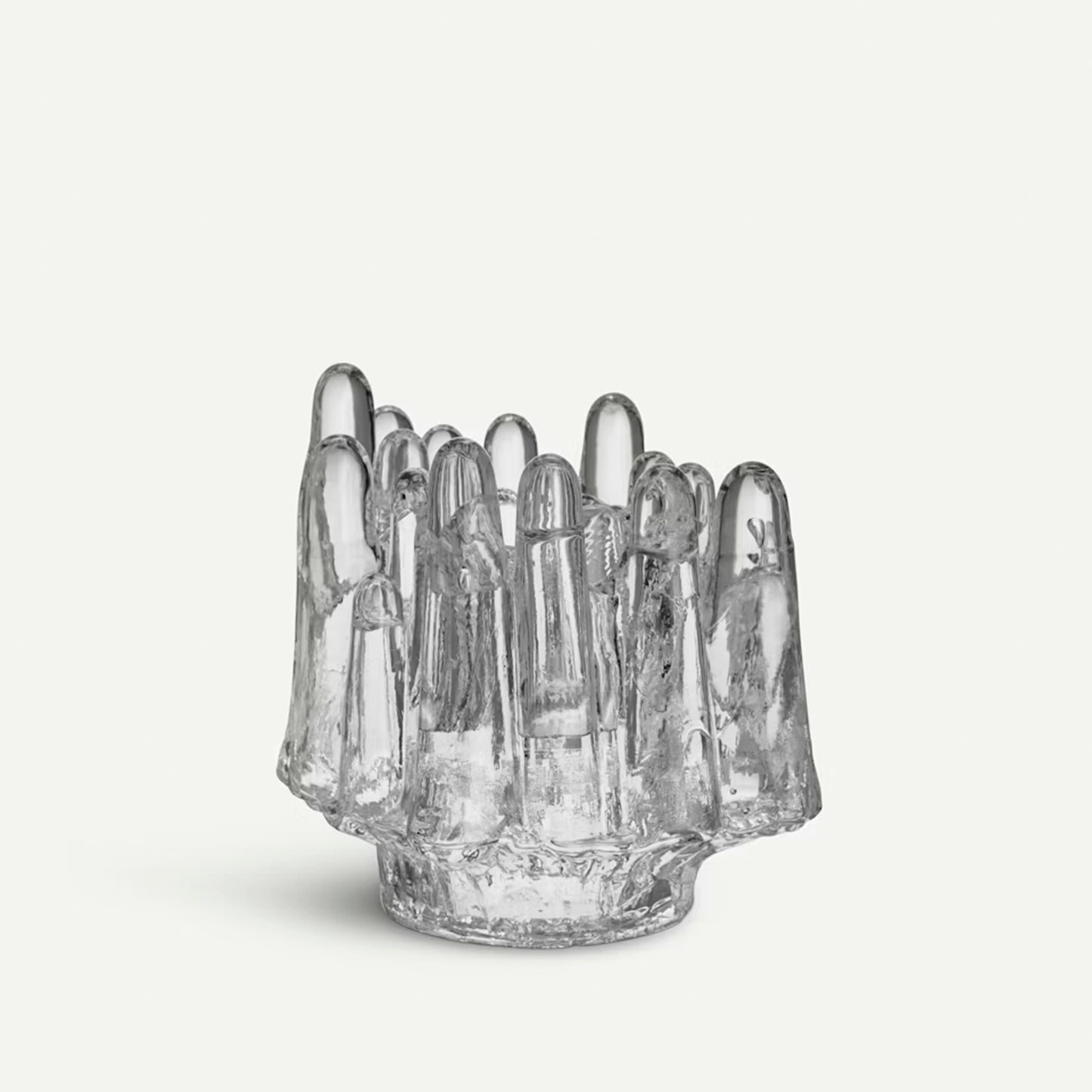 Clear glass ice shaped votive candle holder