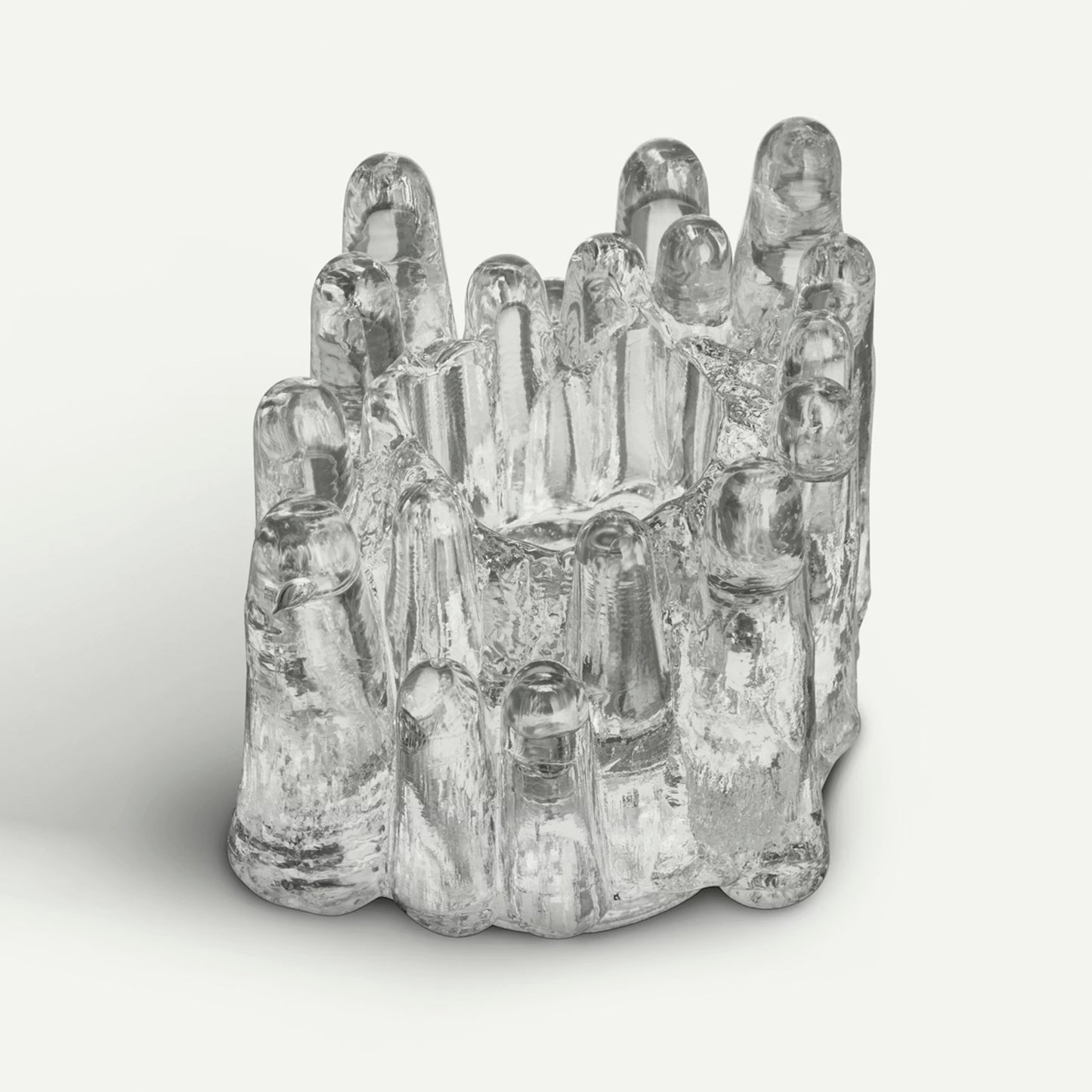 Clear glass ice shaped votive candle holder