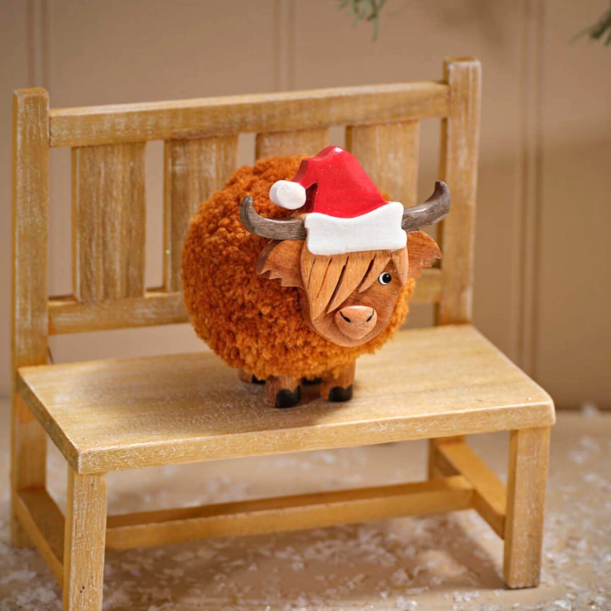 Pompom Highland Cow Christmas ornament