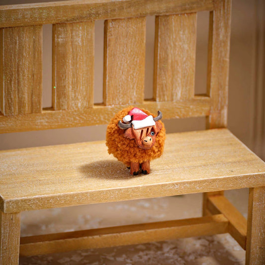 Pompom Highland Cow Christmas ornament