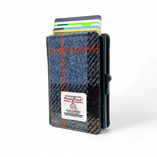 Harris Tweed Pop Up Card Wallet | Blue & Brown Check