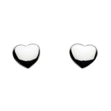 A pair of solid puffy heart shaped silver stud earrings