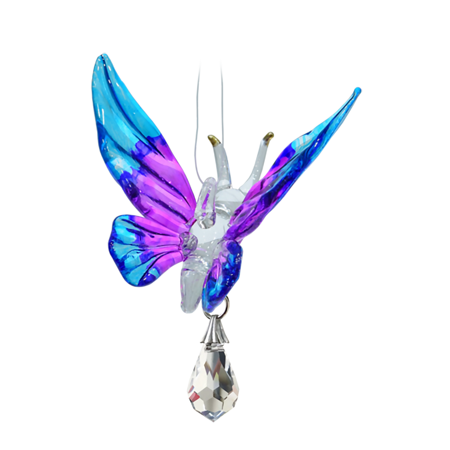 Purple and blue butterfly crystal hanging ornament