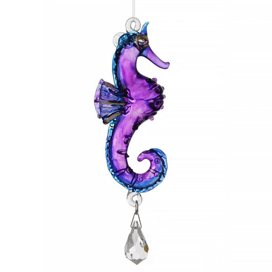 Purple hanging crystal seahorse ornament