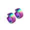 Hinged D-hoop titanium earrings in a rainbow ombre