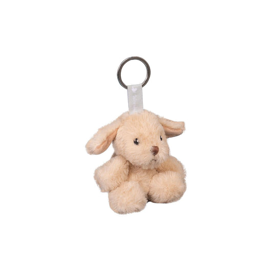 A plush keyring labrador puppy with an o'ring