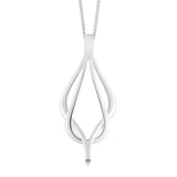 Large polished silver pendant in simple reef knot design on a silver chain