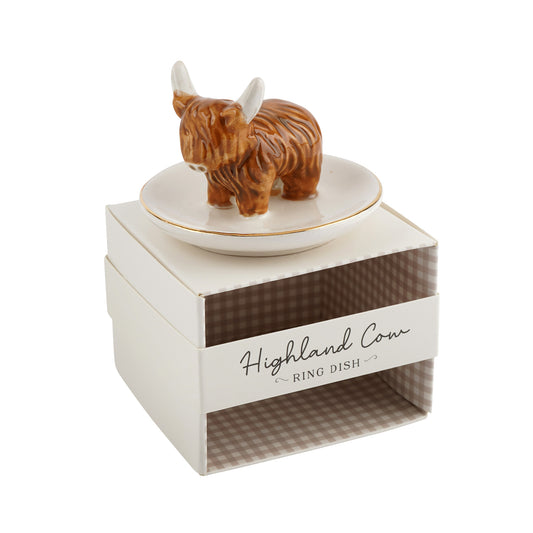 Highland cow ring dish on box