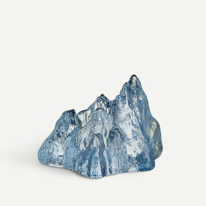 Ice blue glass rock shaped tealight holder