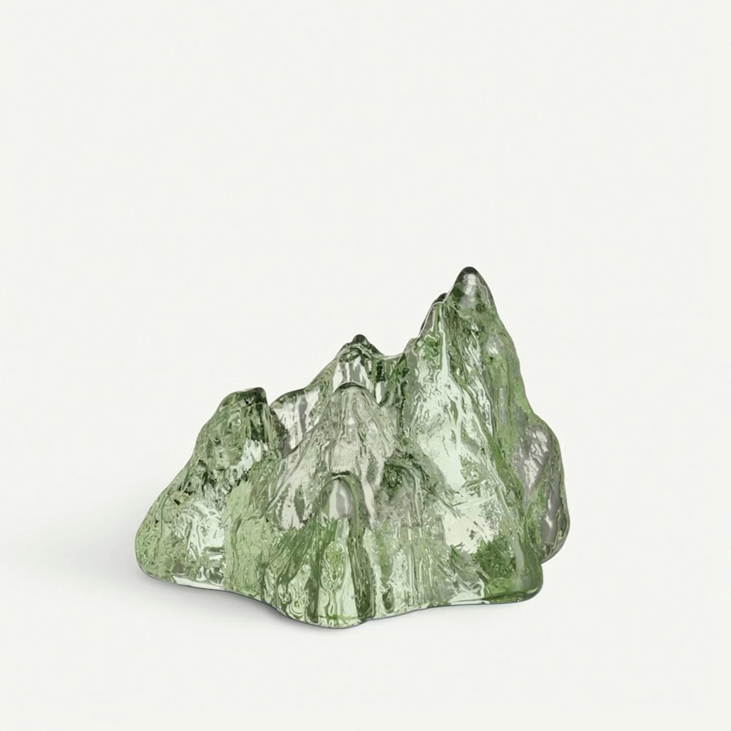 Green glass rock shaped tealight holder