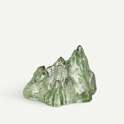 Green glass rock shaped tealight holder