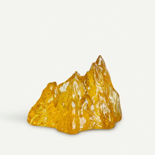 Yellow glass rock shaped tealight holder