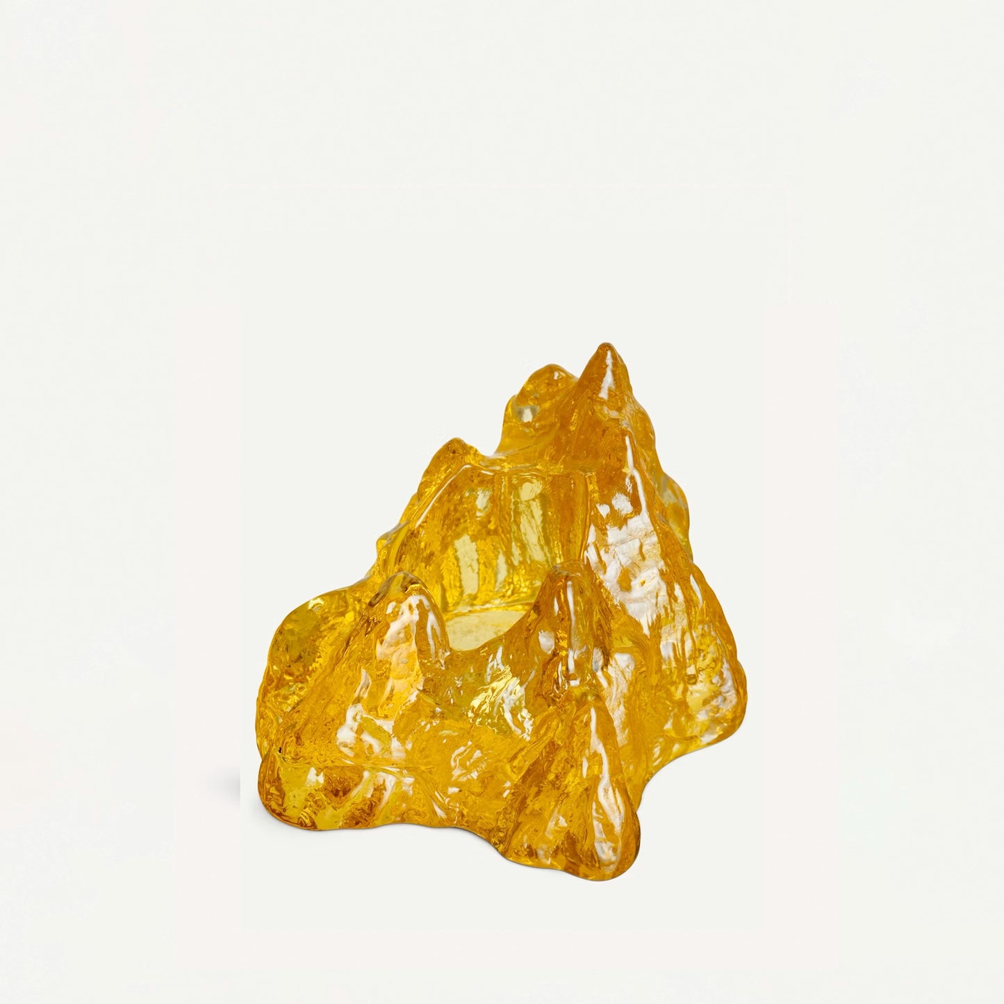 Yellow glass rock shaped tealight holder