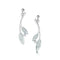 Silver earrings with double rowan tree leaves in a frosty white enamel and cubic zirconia, with stud post fittings