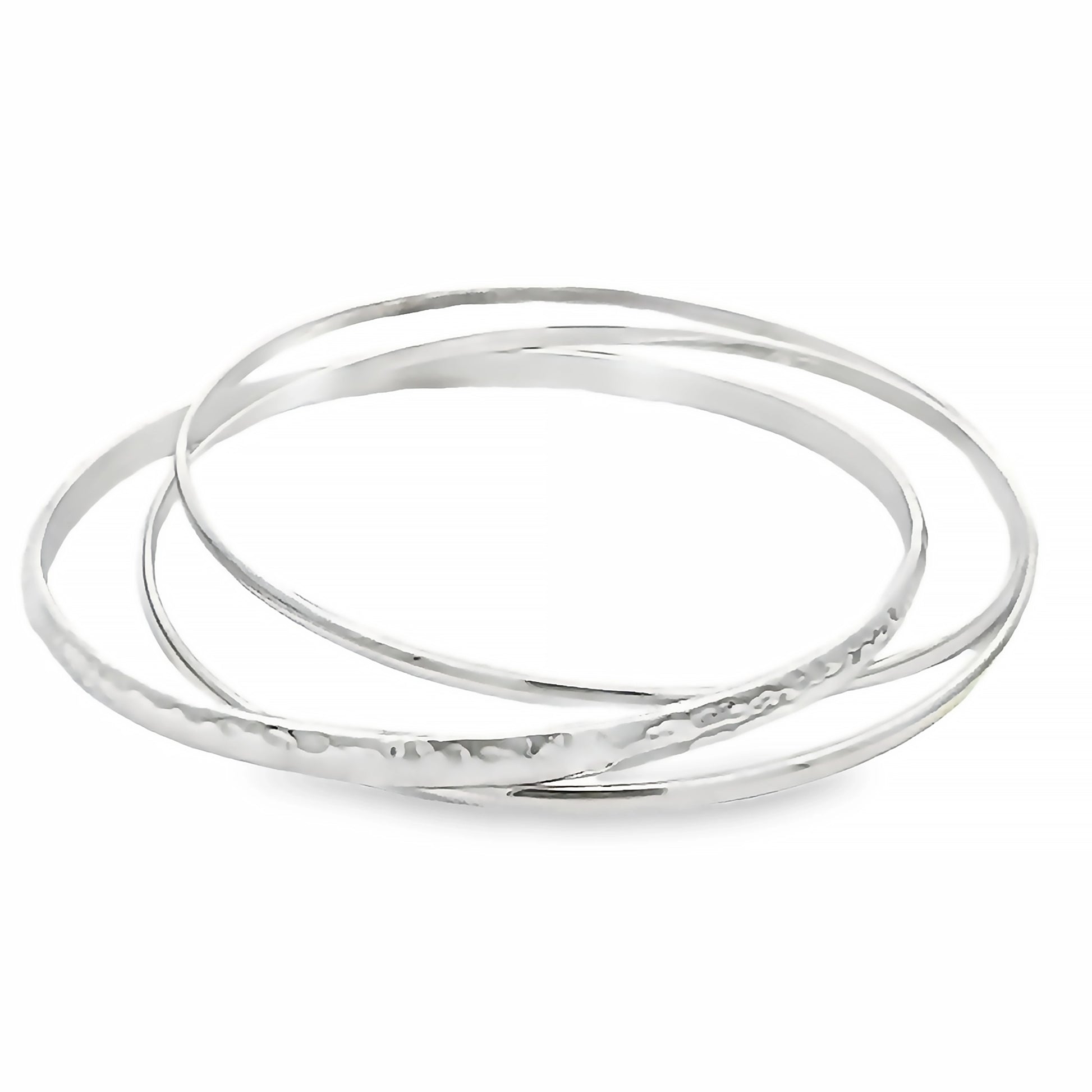 A silver bangle with 3 interlocking rings