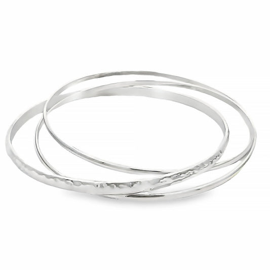A silver bangle with 3 interlocking rings