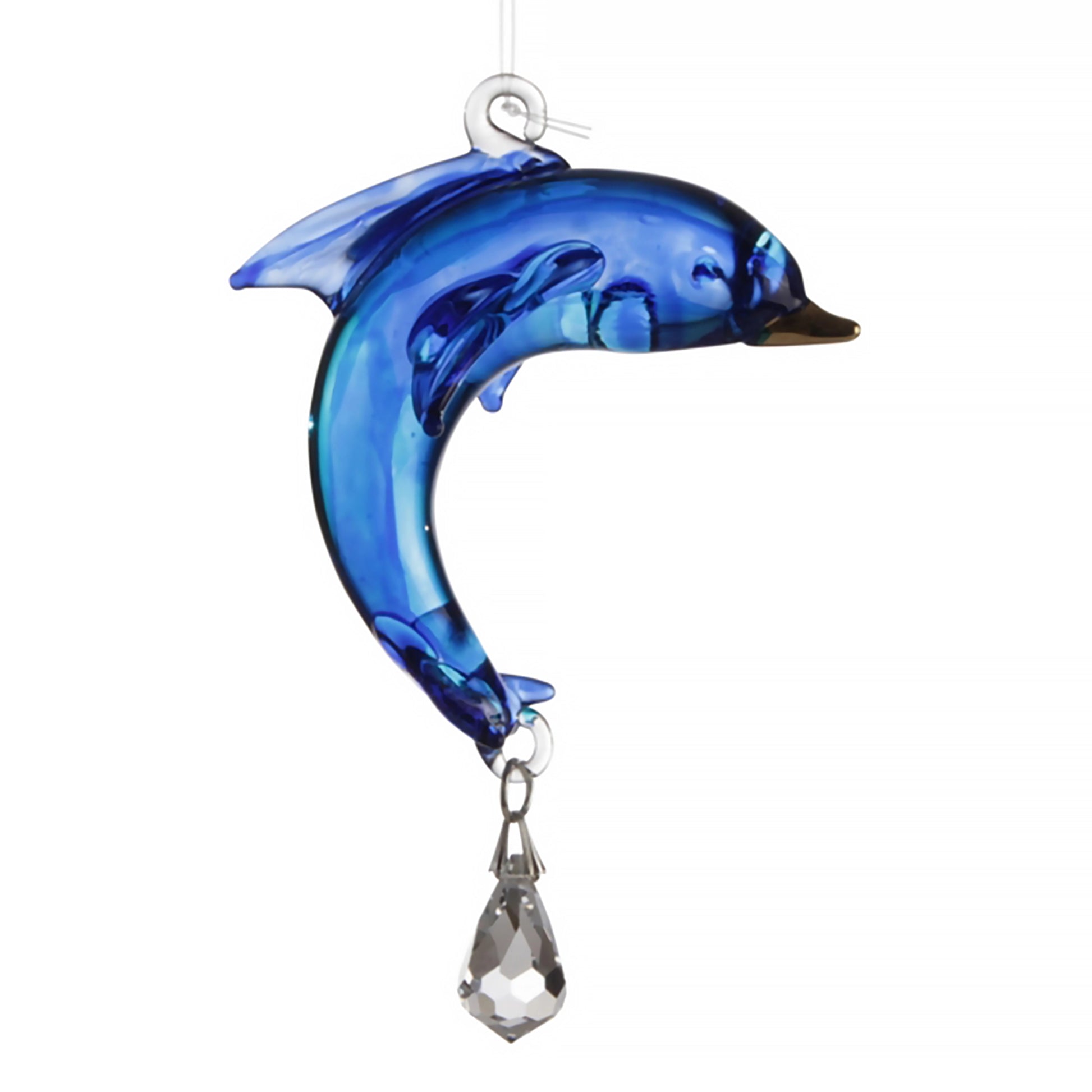 Blue hanging crystal seahorse ornament