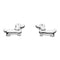 A pair of dachshund dog shaped stud earrings in silver
