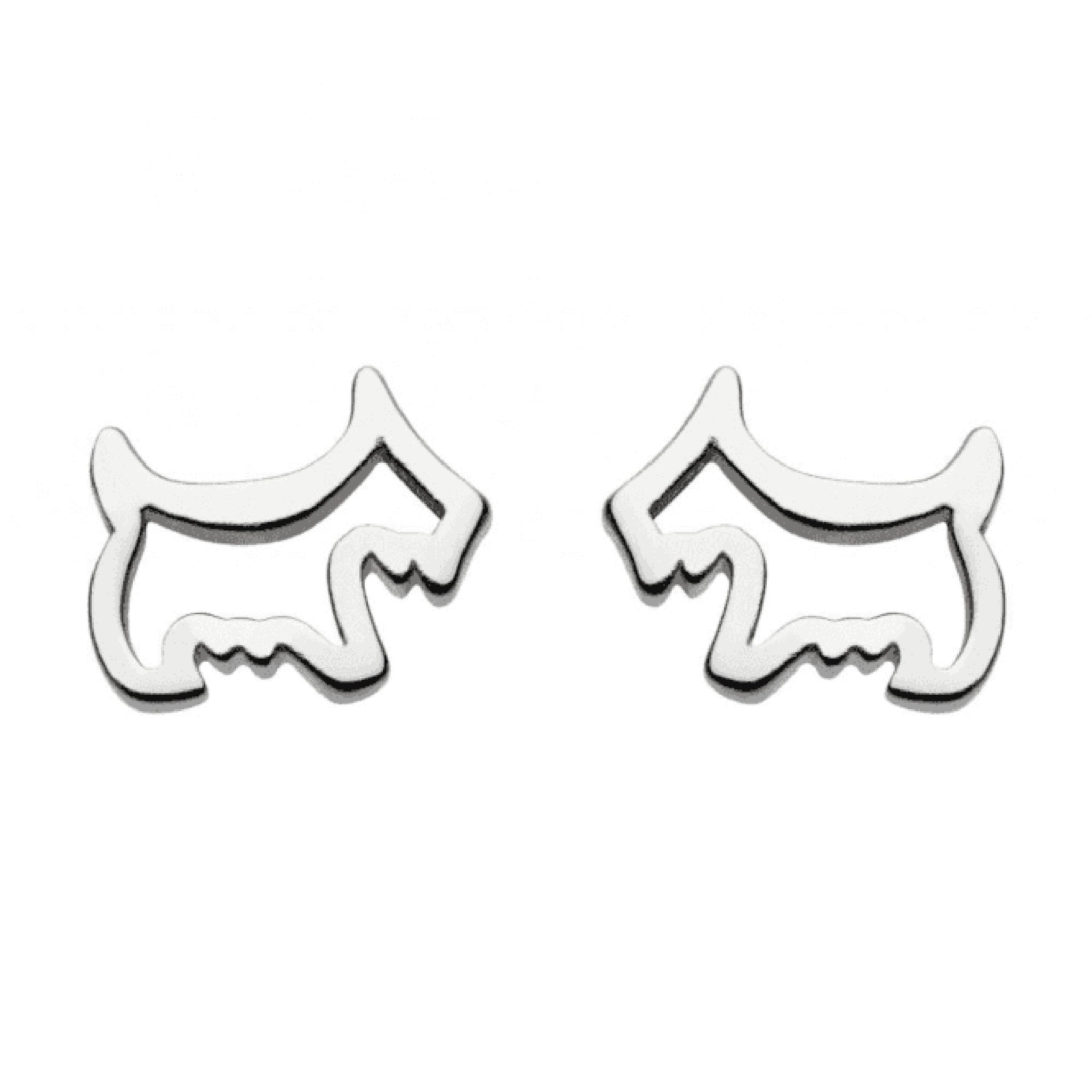 A pair of open frame Scottie dog shaped stud earrings