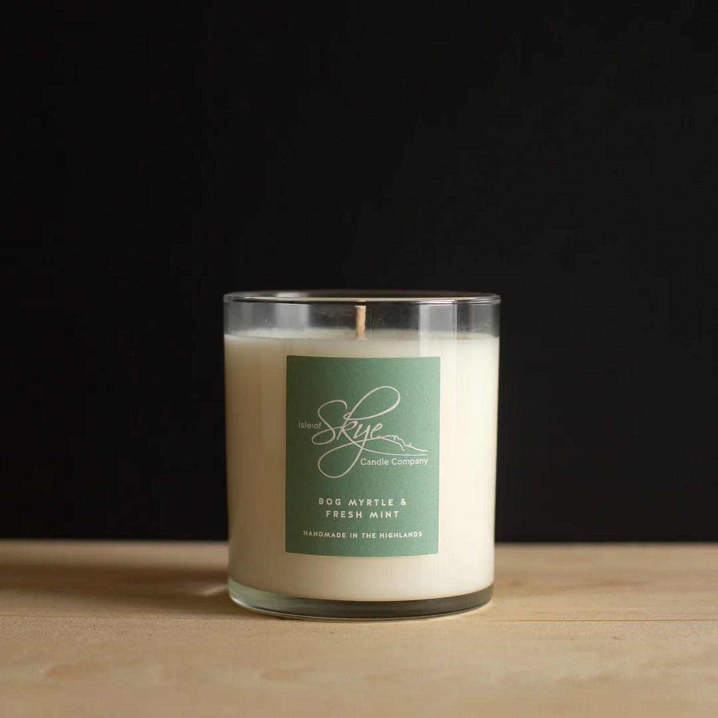 Bog myrtle and fresh mint scented candle in glass tumbler 